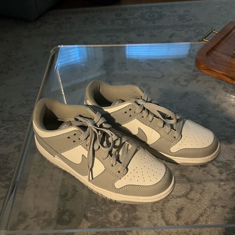 Gray and White Nike Dunks